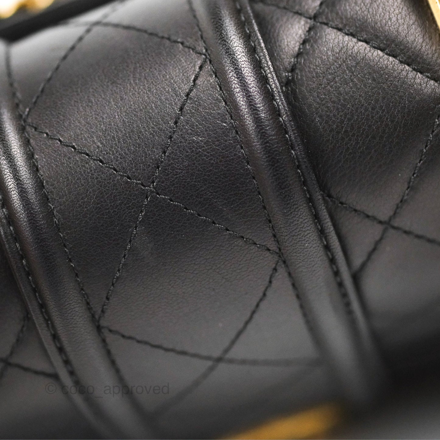 Chanel Quilted Medium Elegant CC Flap Black Lambskin Gold Hardware