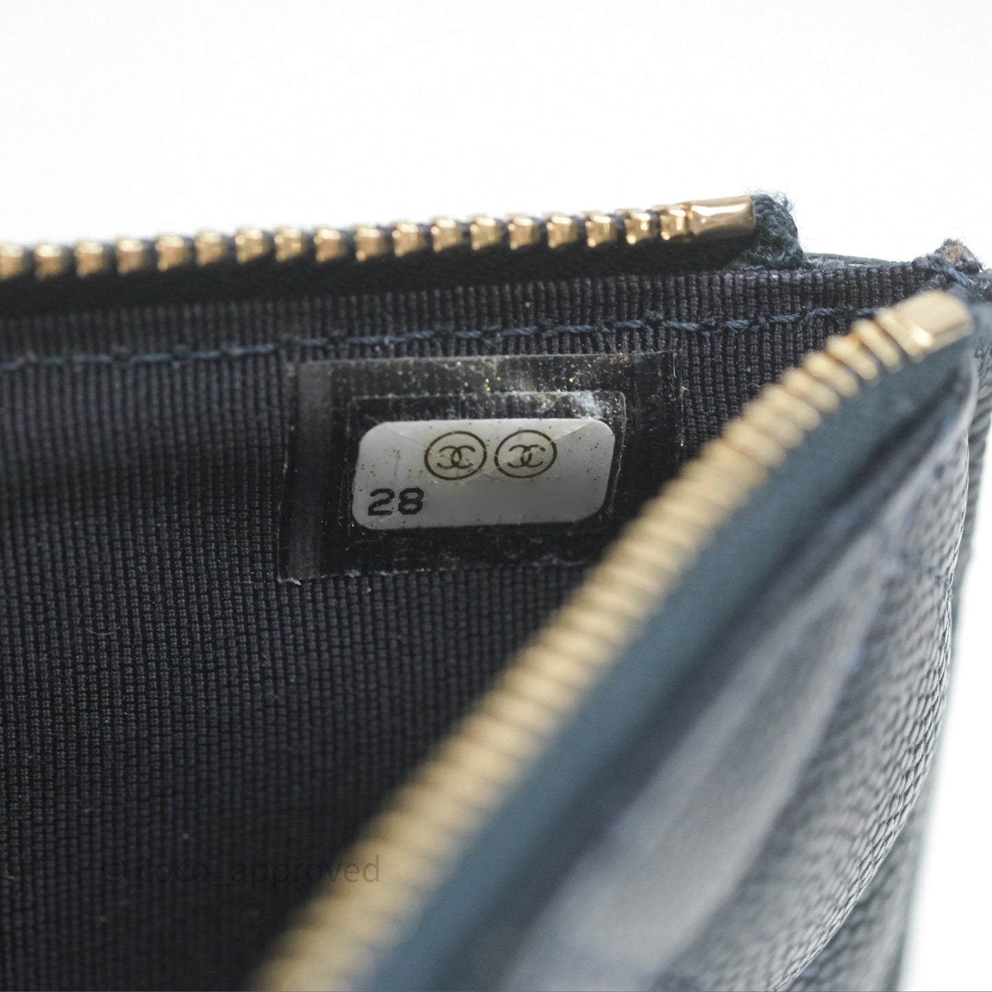 Chanel Classic Flat Navy Caviar Wallet Pouch Gold Hardware