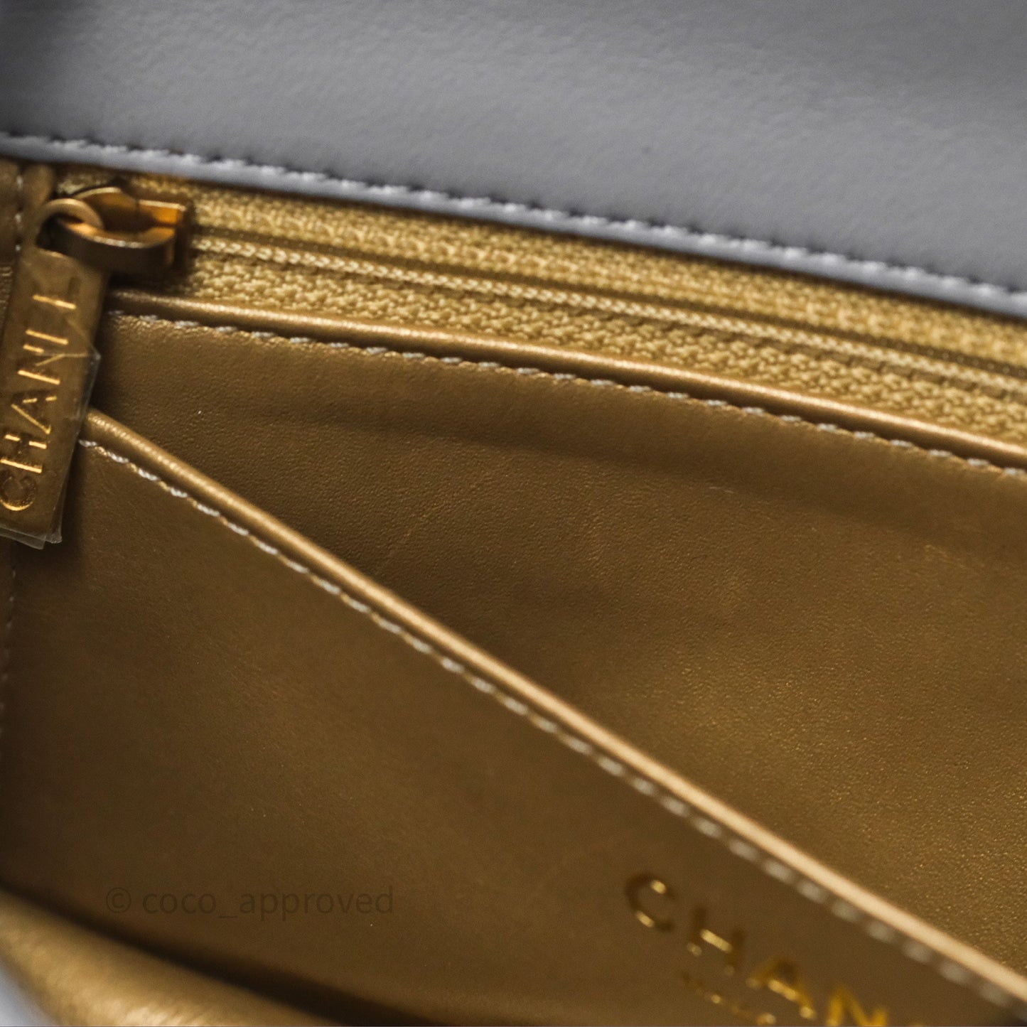 Chanel Pearl Crush Mini Rectangular Quilted Grey Lambskin Aged Gold Hardware