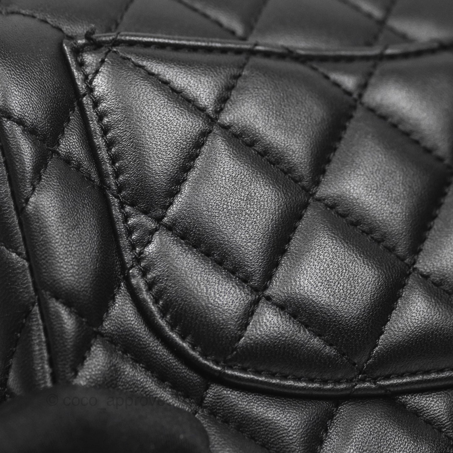 Chanel Flap Bag with Logo Enamel Chain Black Lambskin 22B