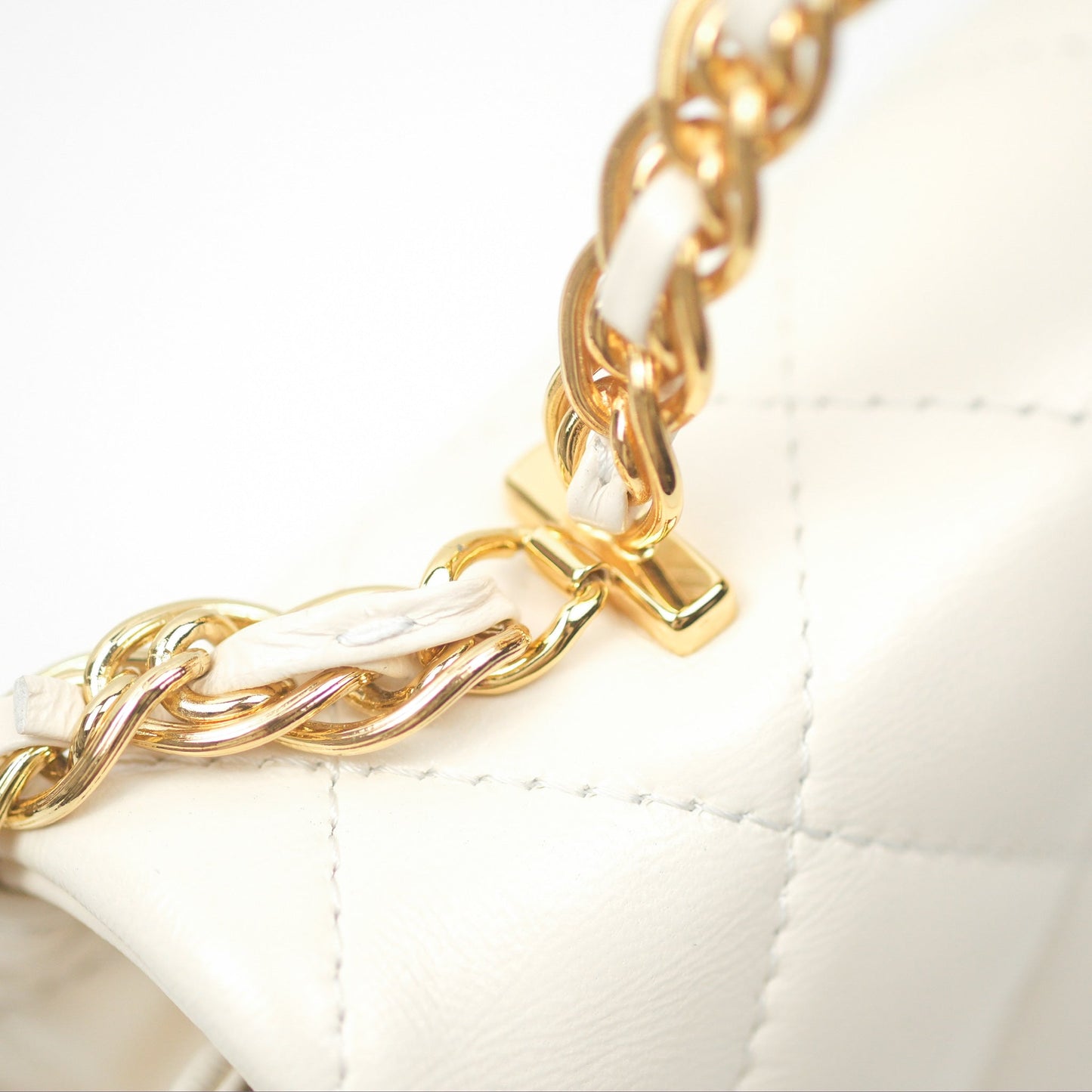 Chanel Top Handle White Lambskin Gold Hardware