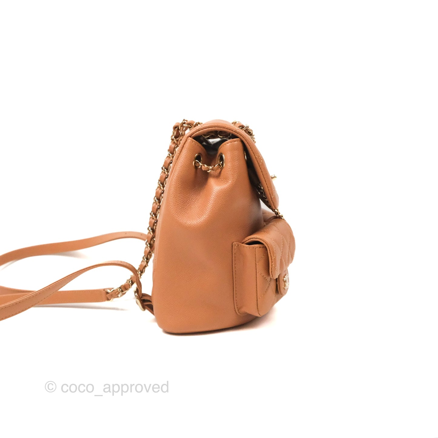 Chanel Duma Backpack Medium Dark Caramel Beige Caviar Gold Hardware
