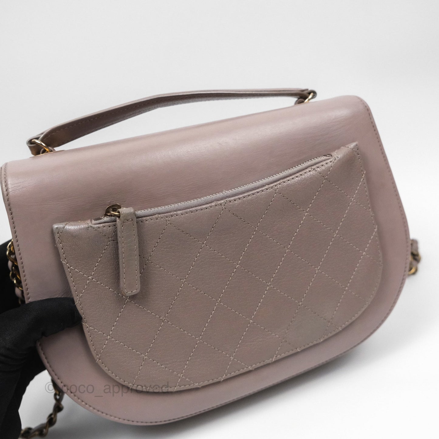 Chanel Coco Curve Flap Burnished Lilac Grey Calfskin Goatskin Antique Gold Hardware