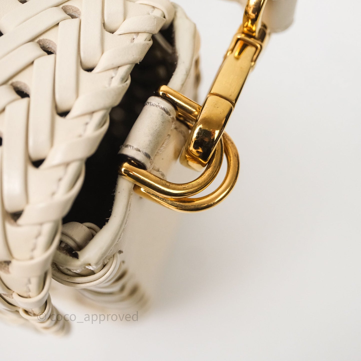 Fendi Braided Leather Baguette Bag Ivory Gold Hardware