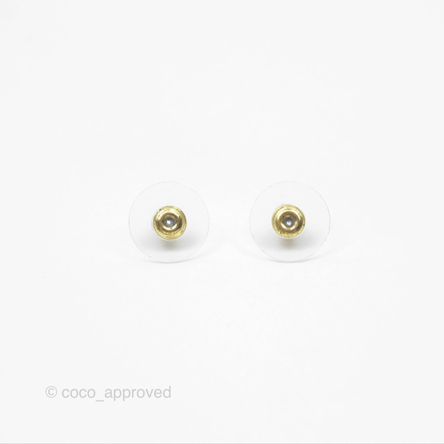 Chanel CC Half Crystal Earrings Gold Tone 23P