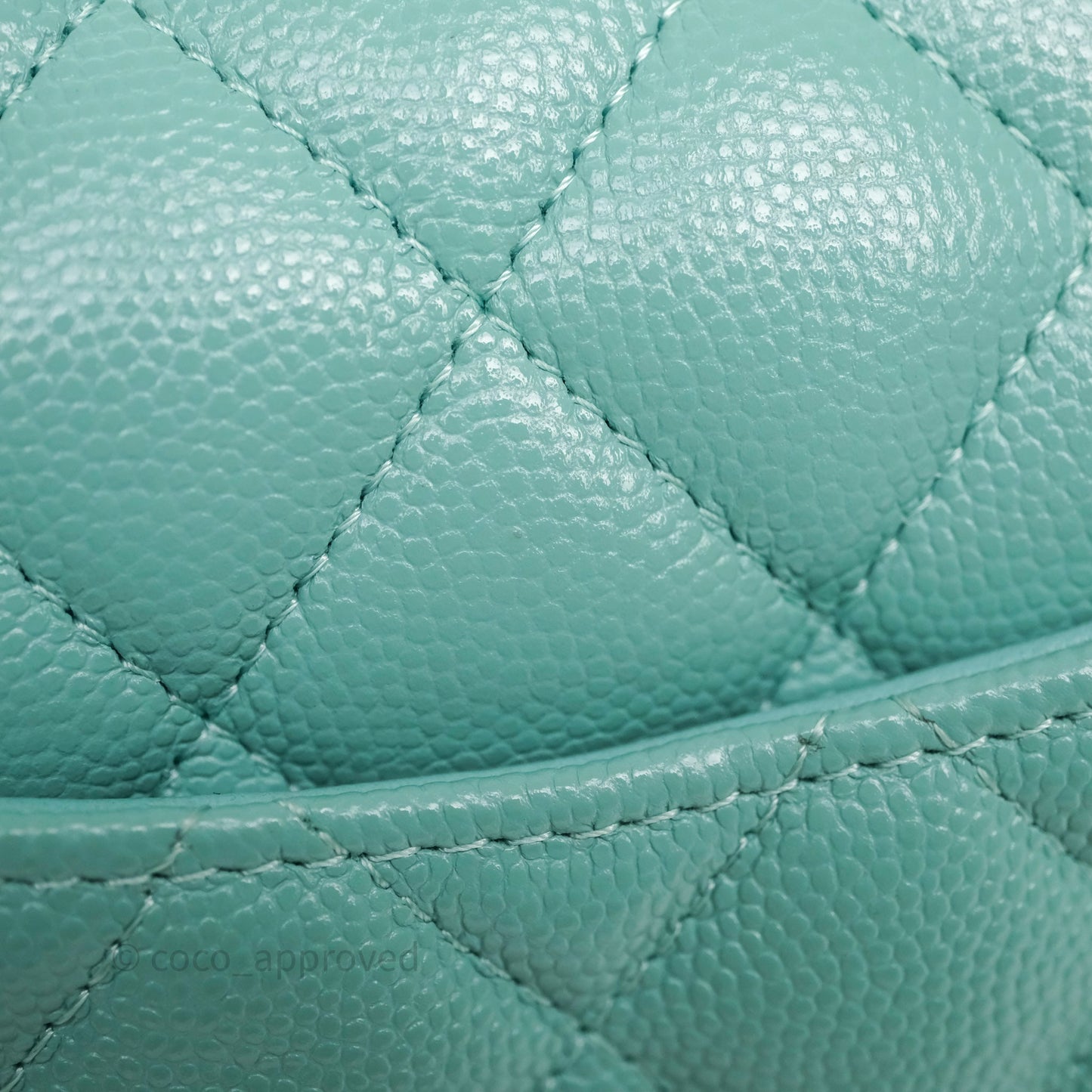 Chanel Classic M/L Medium Flap Quilted Tiffany Green Caviar Gold Hardware