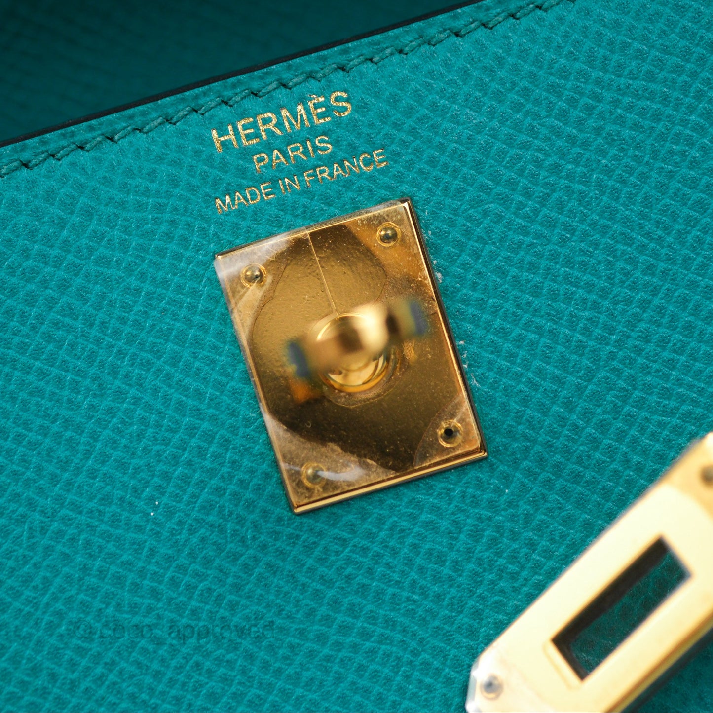 Hermès Sellier Kelly 25 Bleu Paon 7F Epsom Gold Hardware