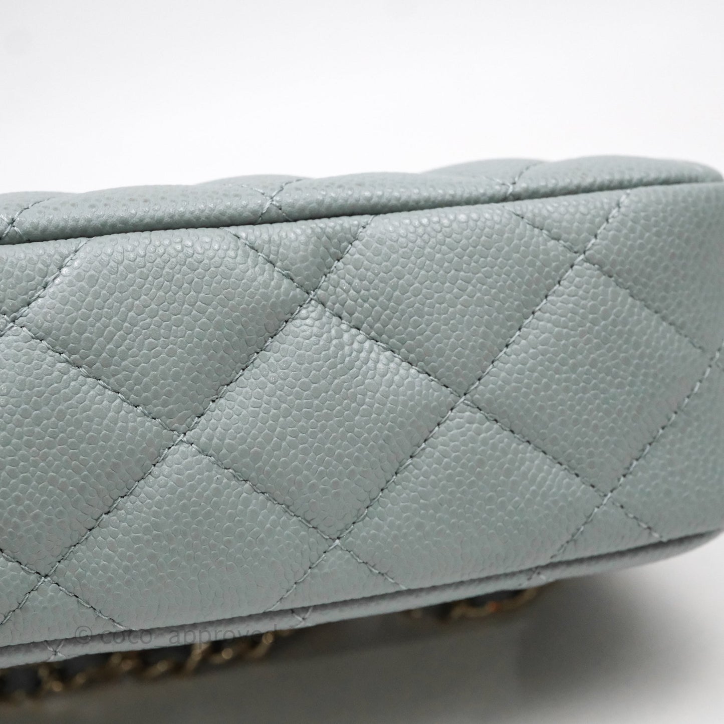 Chanel Clutch on Chain Tiffany Green Caviar Gold Hardware