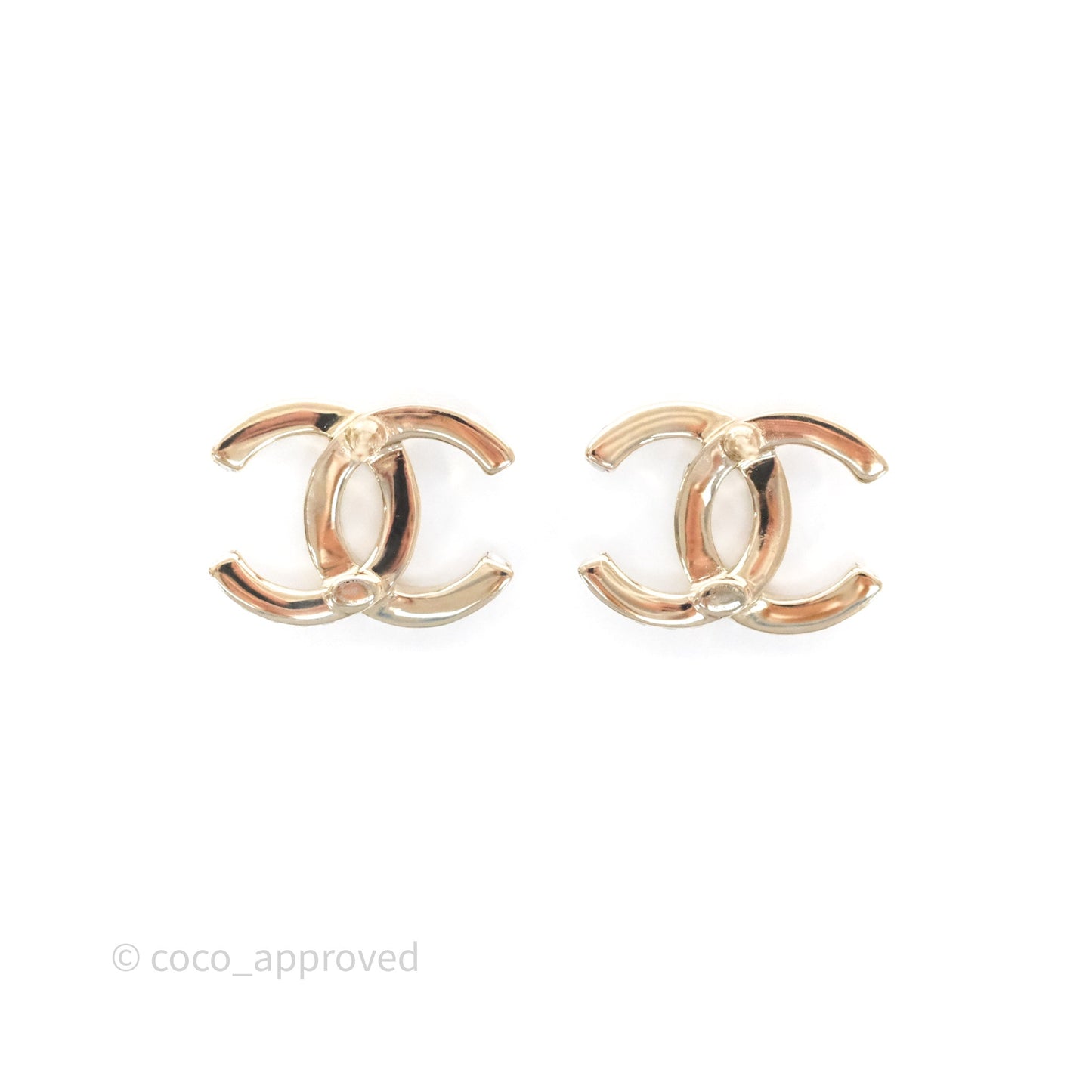 Chanel Crystal CC Earrings Gold Tone 24V