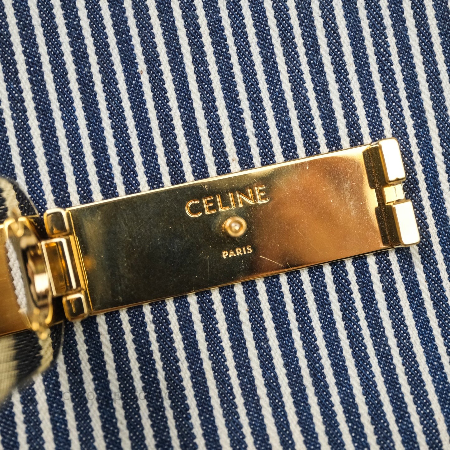 Celine Medium Chain Maillon Triomphe Canvas Tan Calfskin