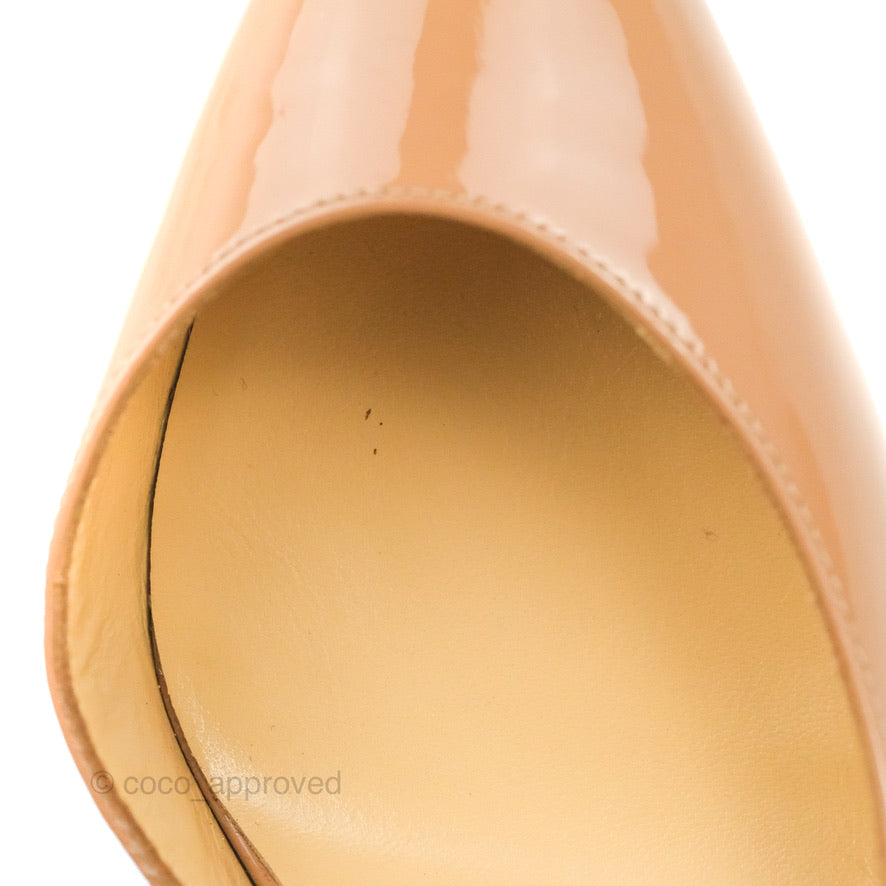 Christian Louboutin Iriza Patent Leather Pumps 100 Nude Pink Heels Size 35