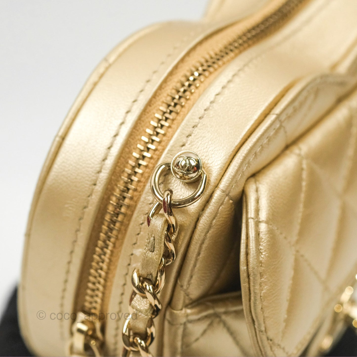 Chanel Small Heart Bag Iridescent Gold Lambskin Gold Hardware 22S