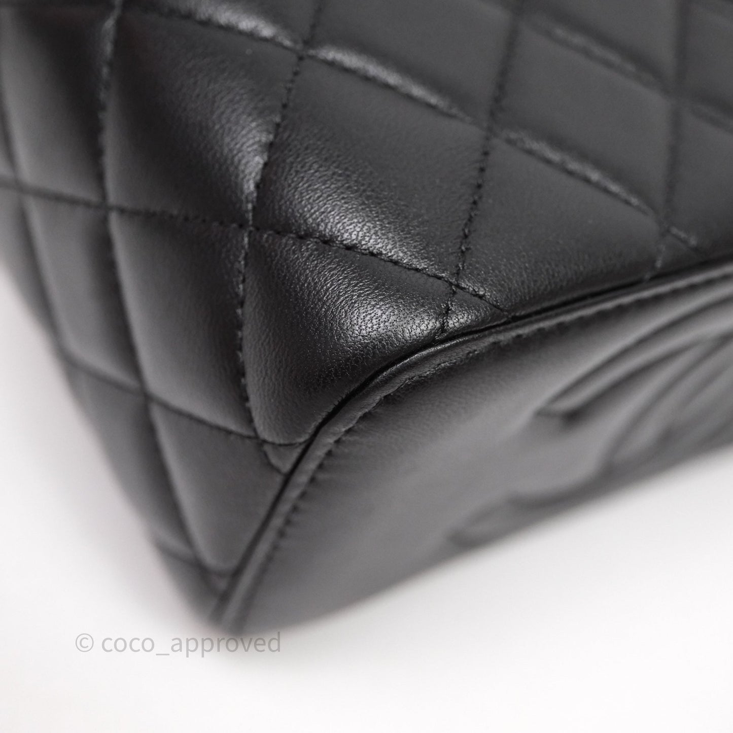 Chanel Vanity Rectangular Metal Top Handle Black Lambskin Aged Gold Hardware