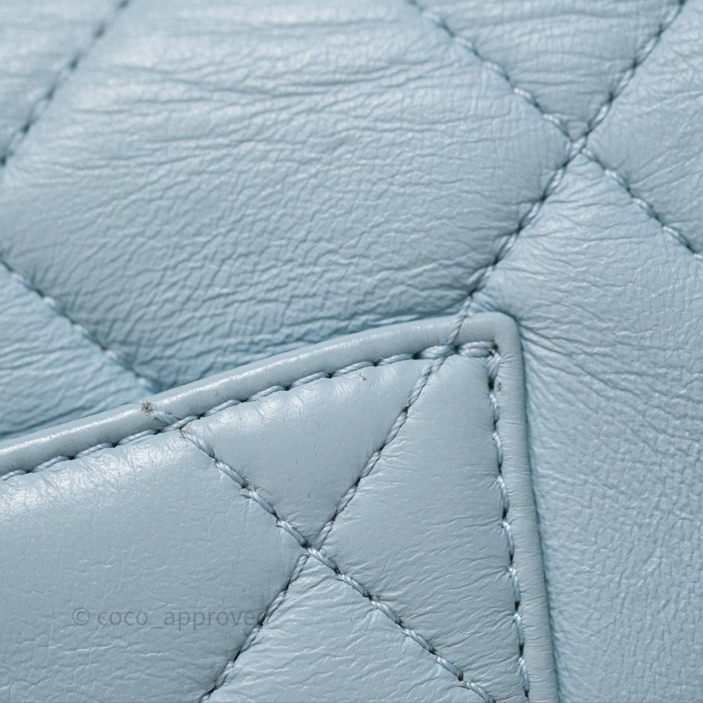 Chanel Quilted Enamel Pending CC Mini Square Flap Baby Blue Lambskin 22P