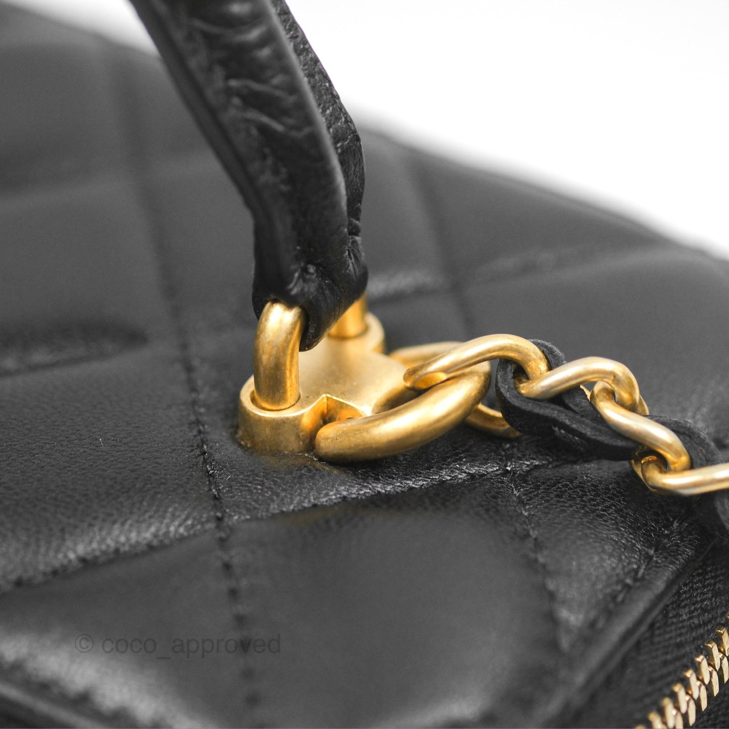 Chanel Vanity Rectangular Metal Top Handle Black Lambskin Aged Gold Hardware 22B