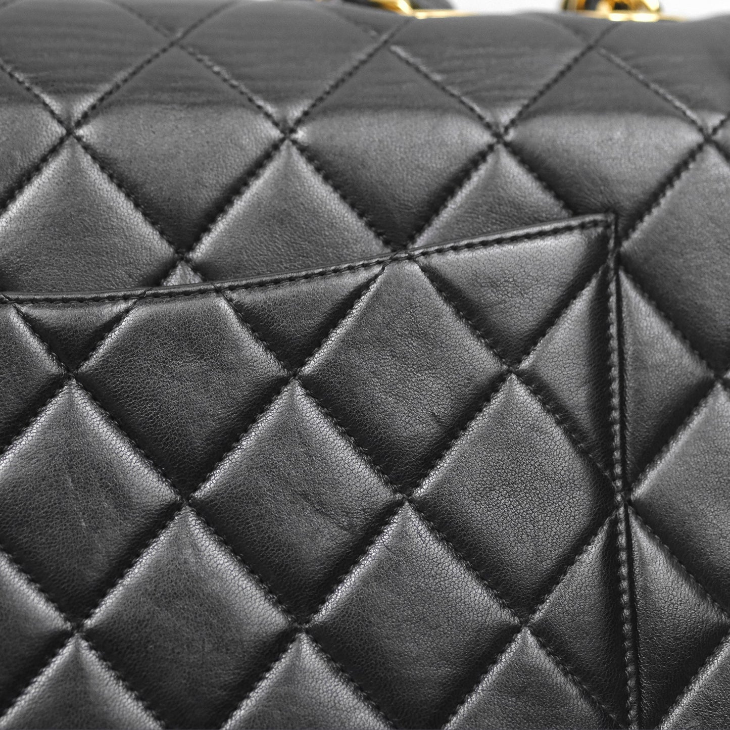 Chanel Vintage Jumbo Single Flap Black Lambskin 24K Gold Hardware
