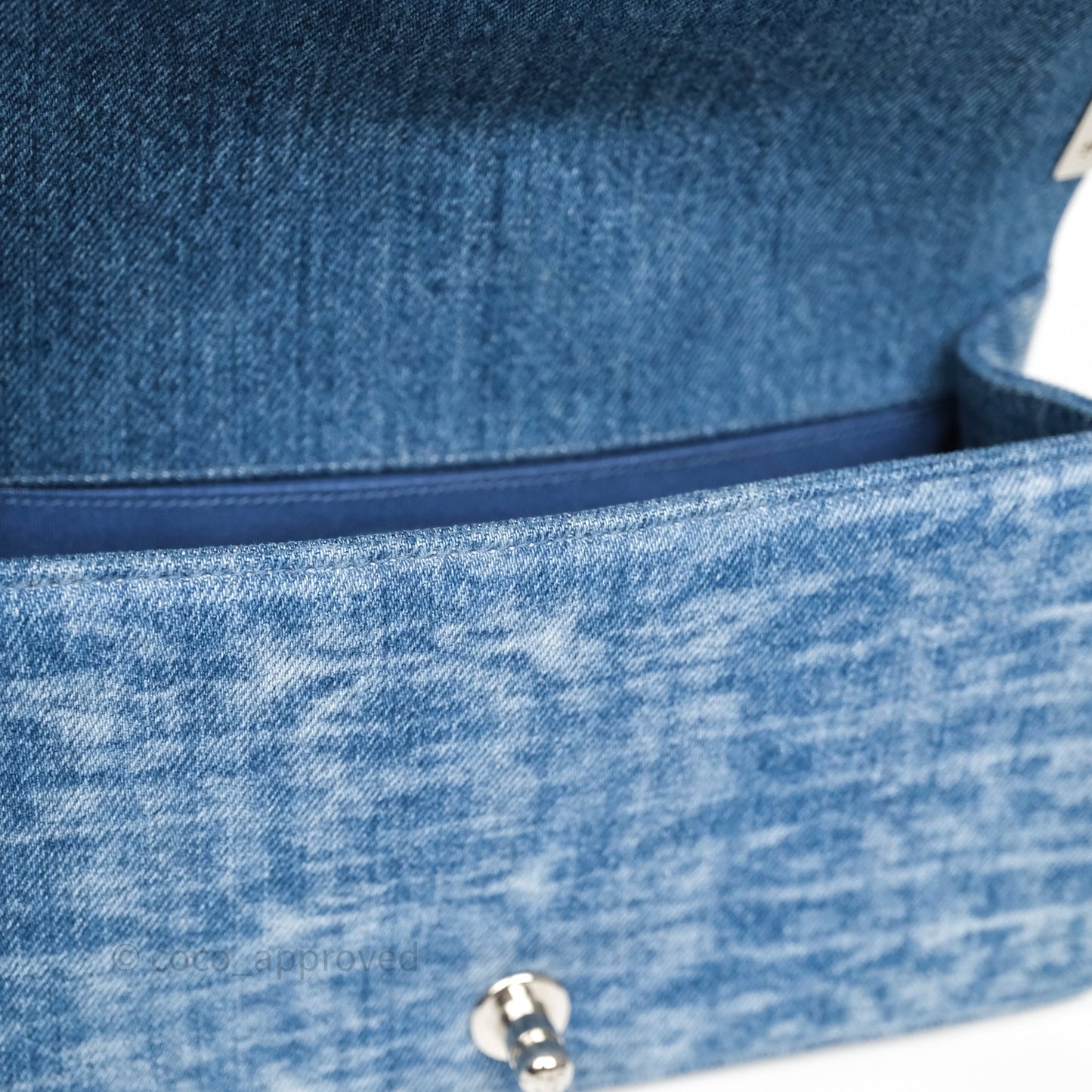 Chanel Medium Boy Blue Denim Tweed Silver Hardware