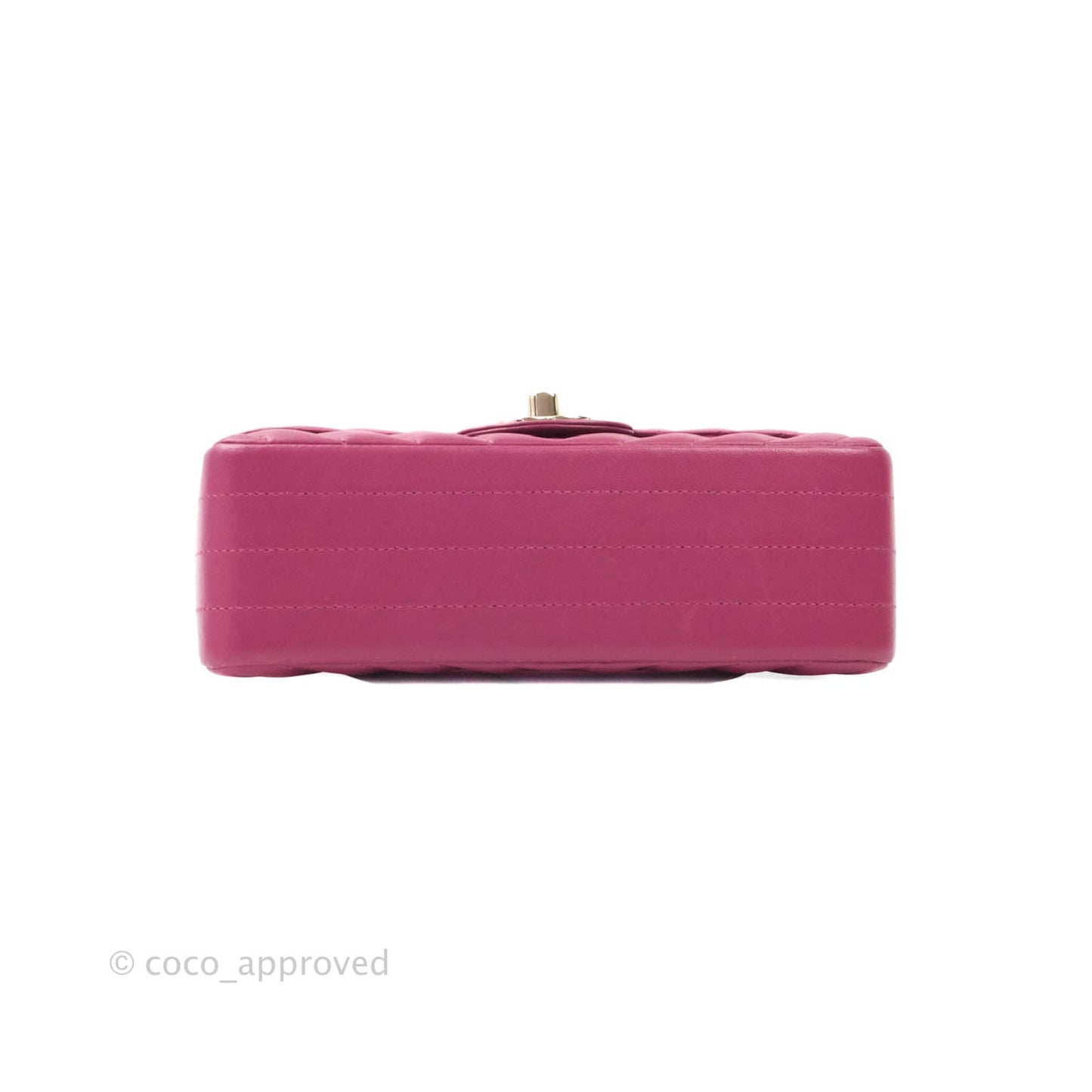 Chanel Chevron Mini Rectangular Lambskin Flap Bag Dark Pink Gold Hardware