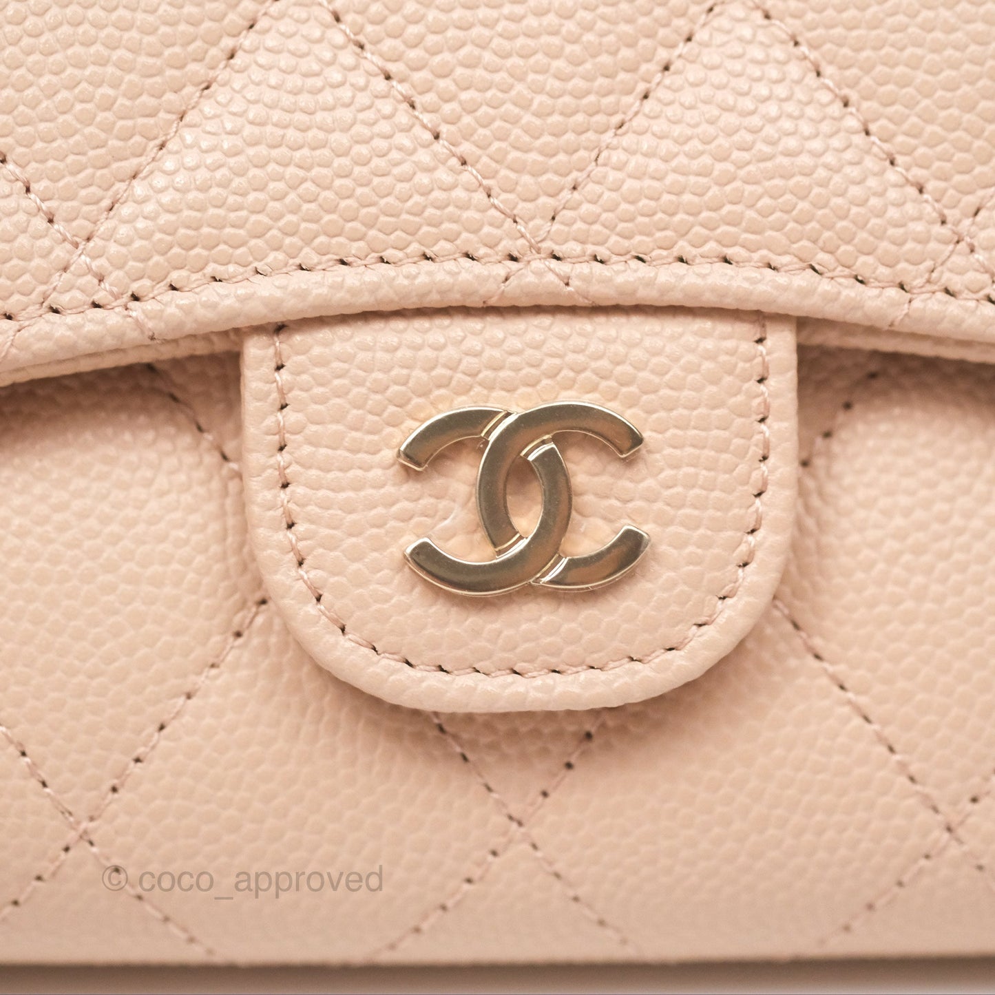 Chanel Classic Short Flap Wallet Beige Pink Caviar Gold Hardware