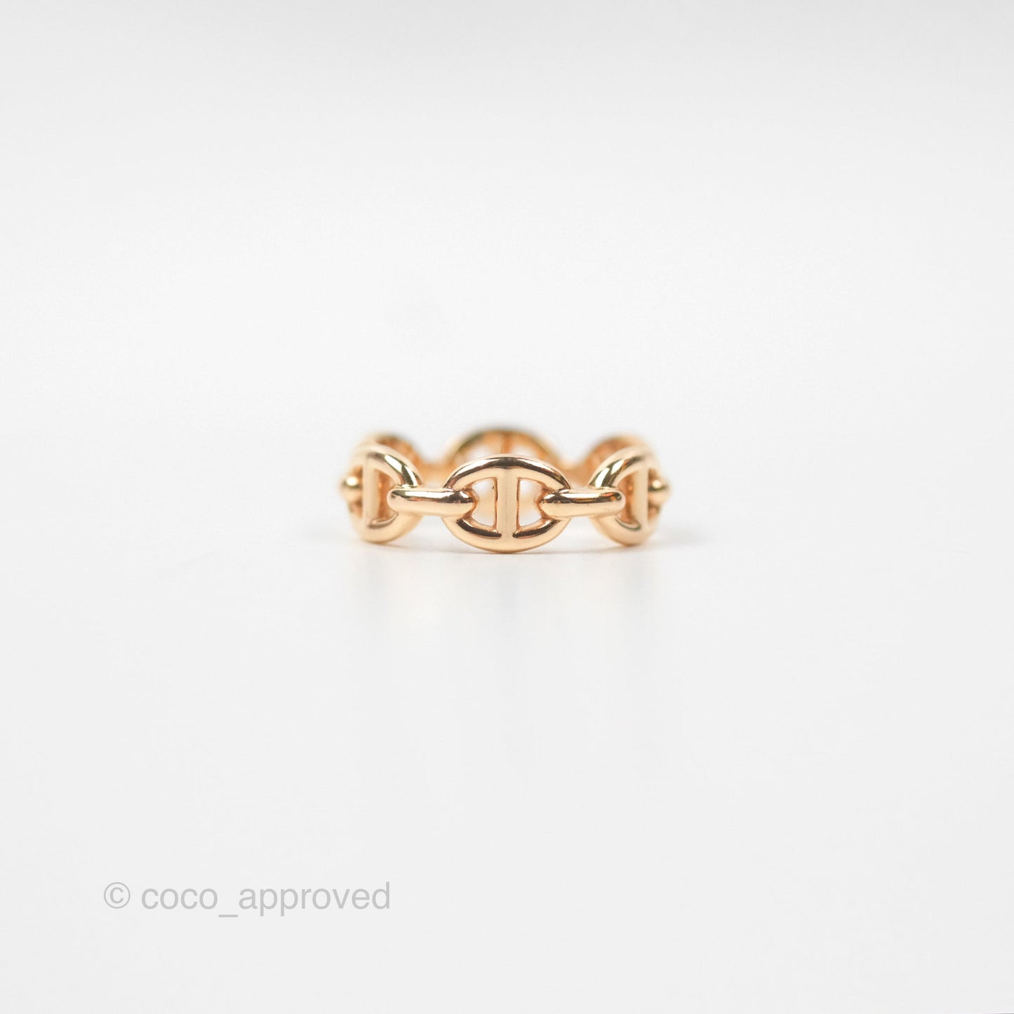 Hermès Chaine d'Ancre Enchainee Band Ring PM Rose Gold Size 50
