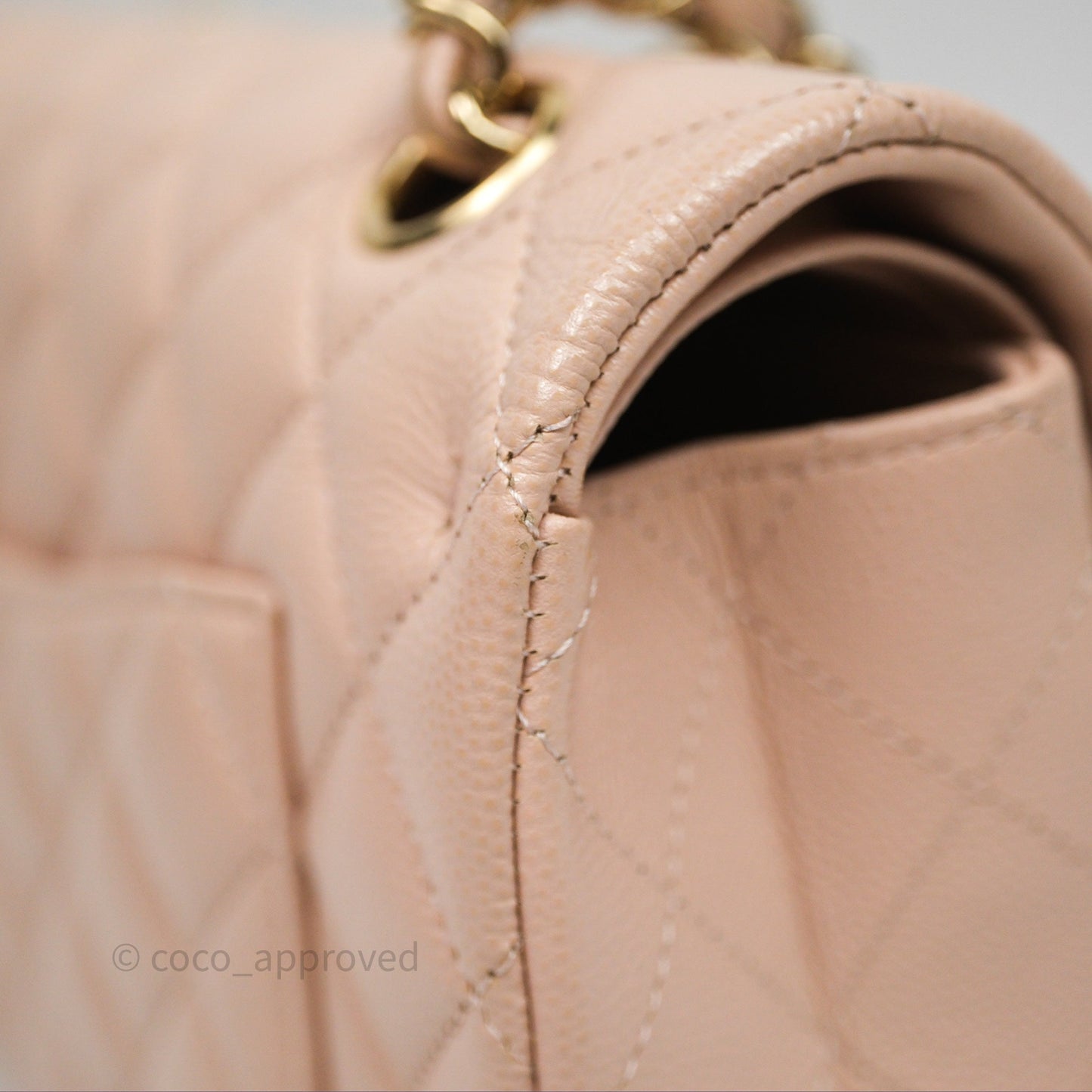 Chanel Small Classic Flap Quilted Rose Clair Caviar Gold Hardware