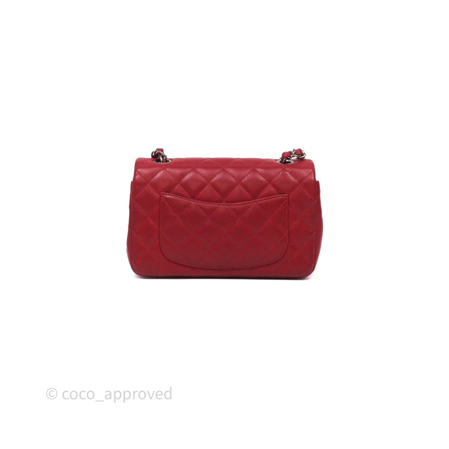 Chanel Quilted Mini Rectangular Flap Red Caviar Silver Hardware