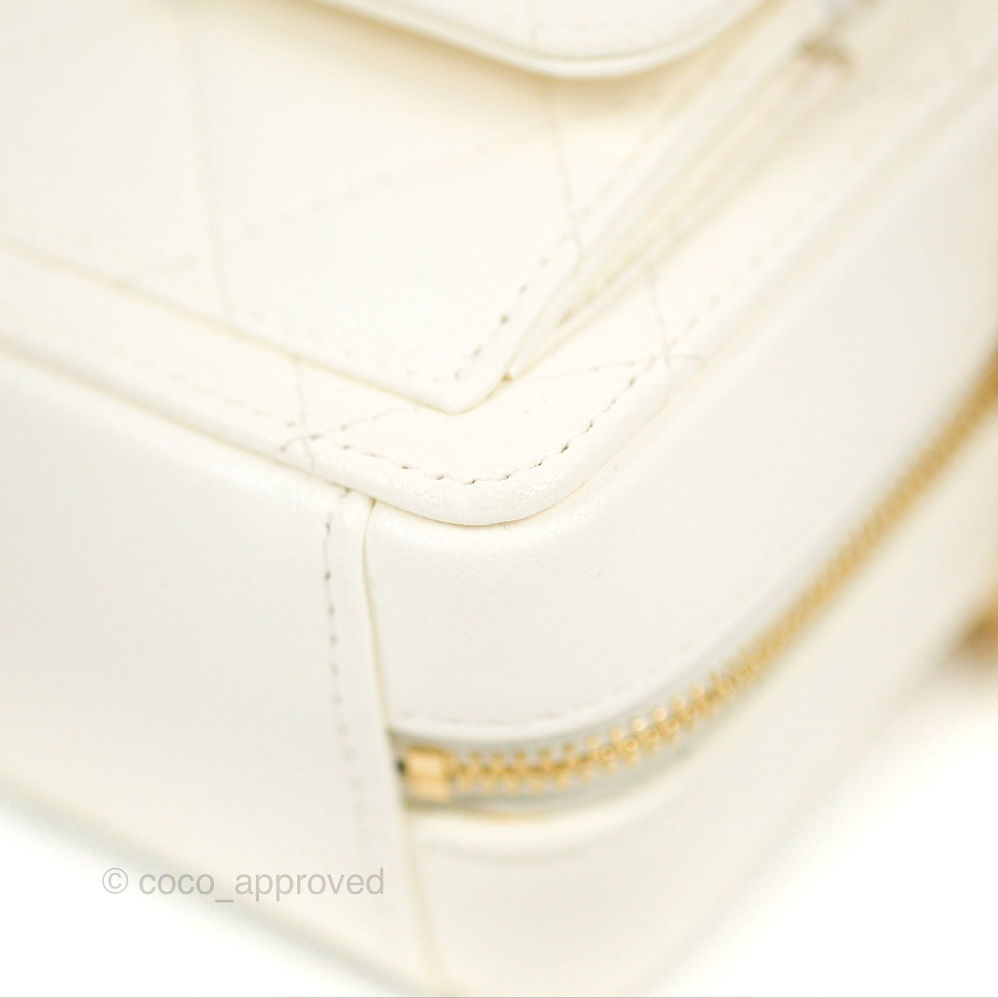 Chanel Mini Vanity Case with Chain White Lambskin Gold Hardware