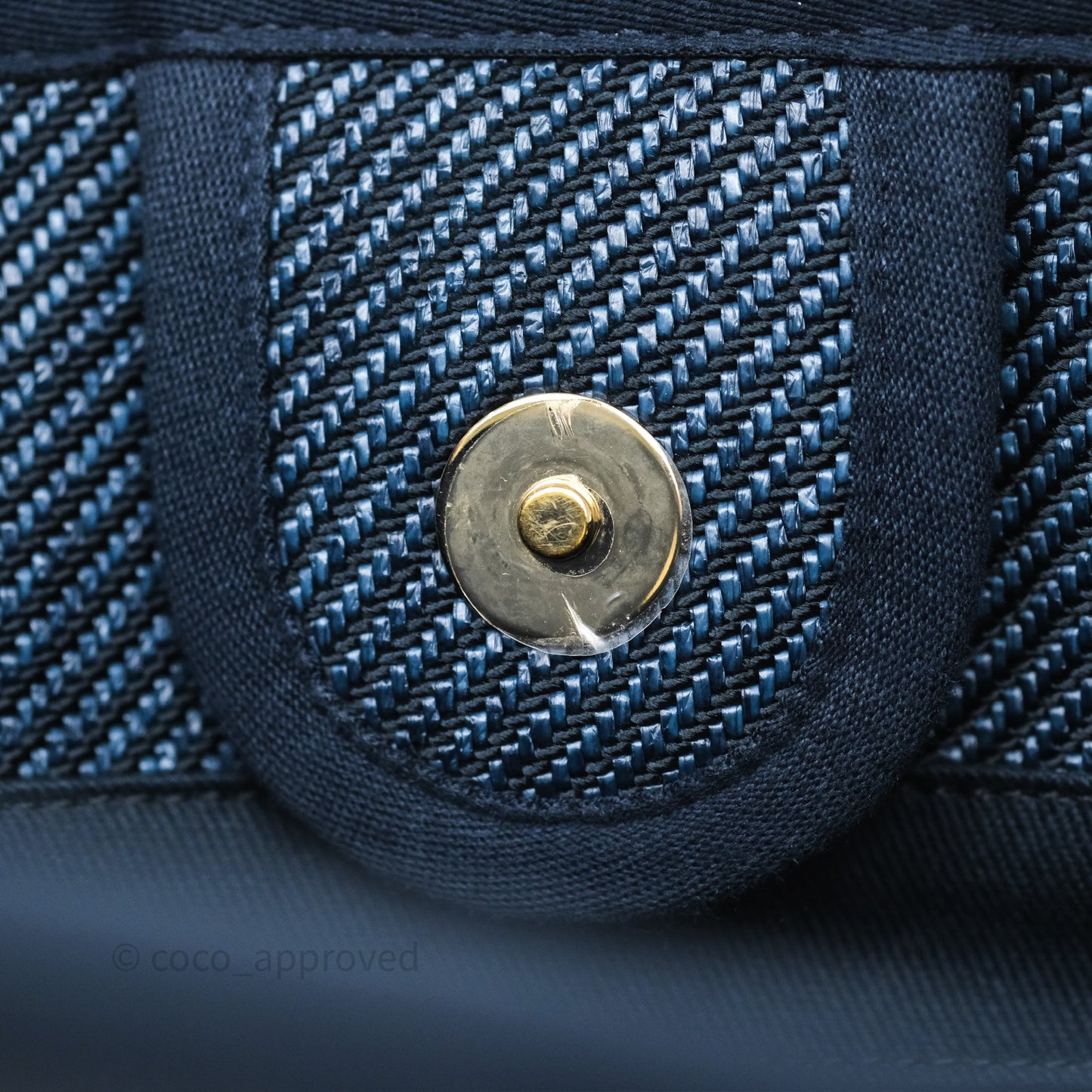 Chanel Medium Deauville Tote Navy Raffia Gold Hardware