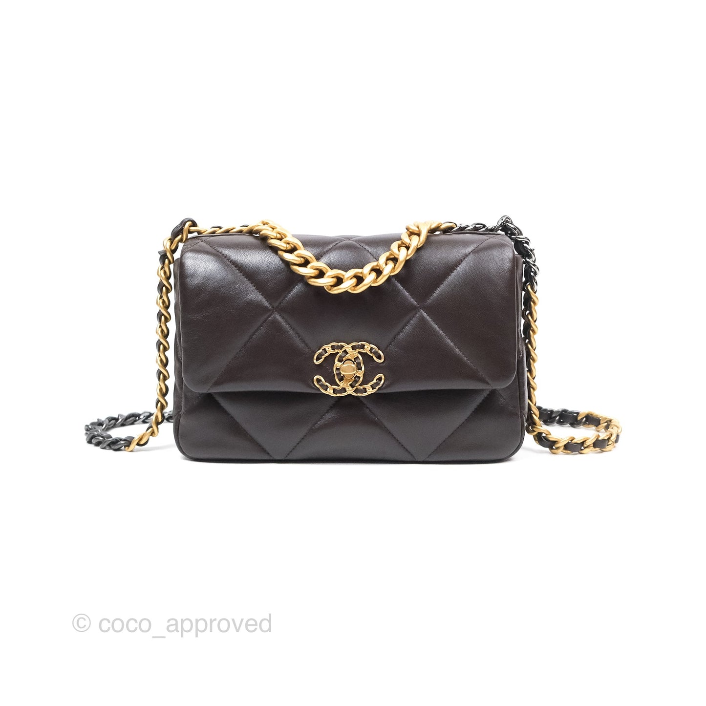 Chanel 19 Small Dark Brown Mixed Hardware