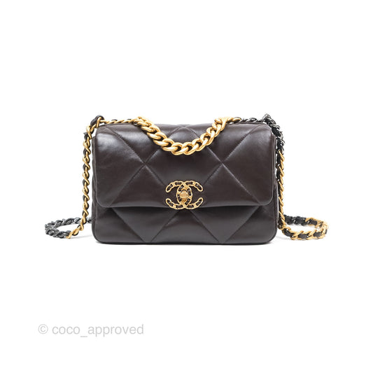 Chanel 19 Small Dark Brown Mixed Hardware