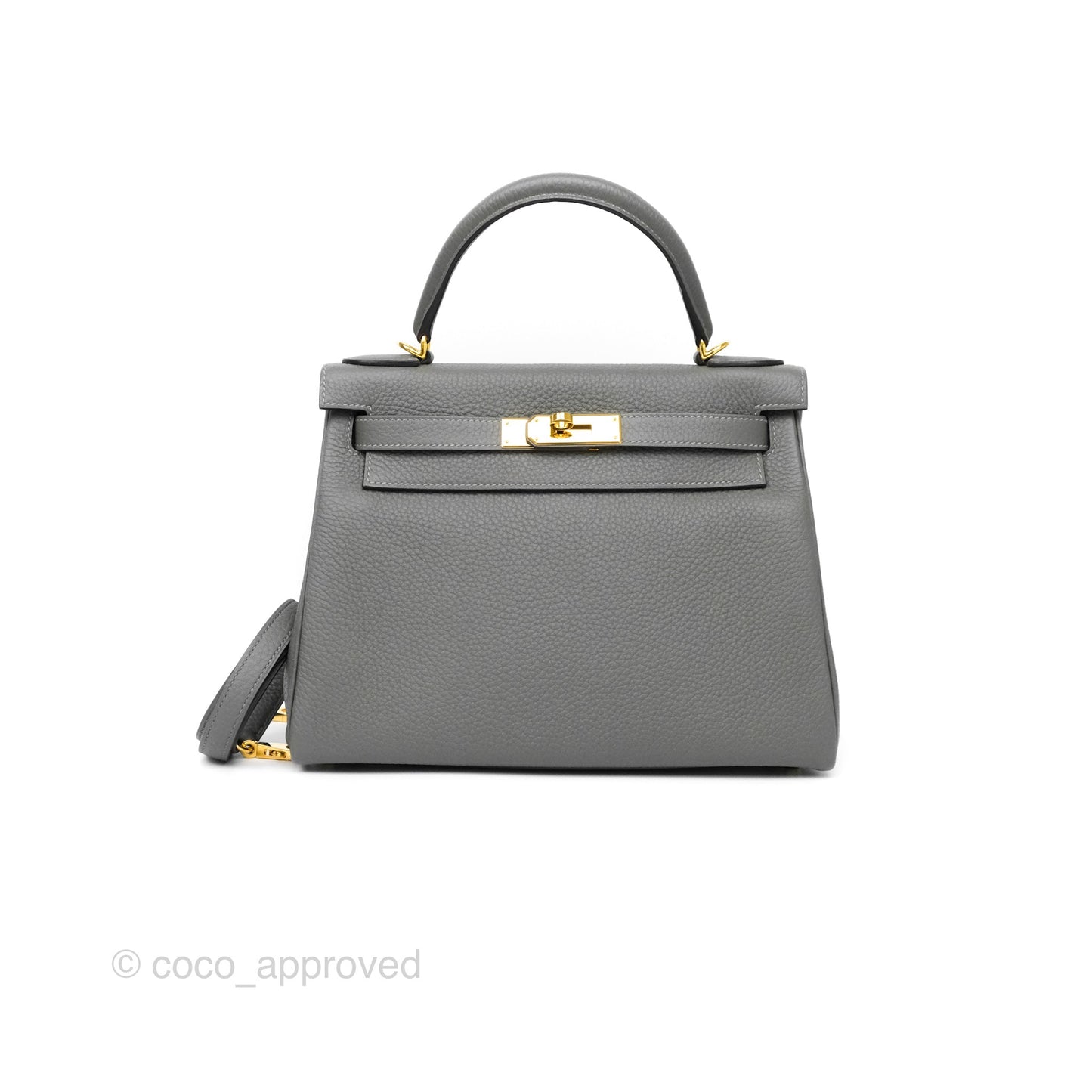 Hermès Kelly 28 Retourne Gris Meyer 0L Clemence Gold Hardware