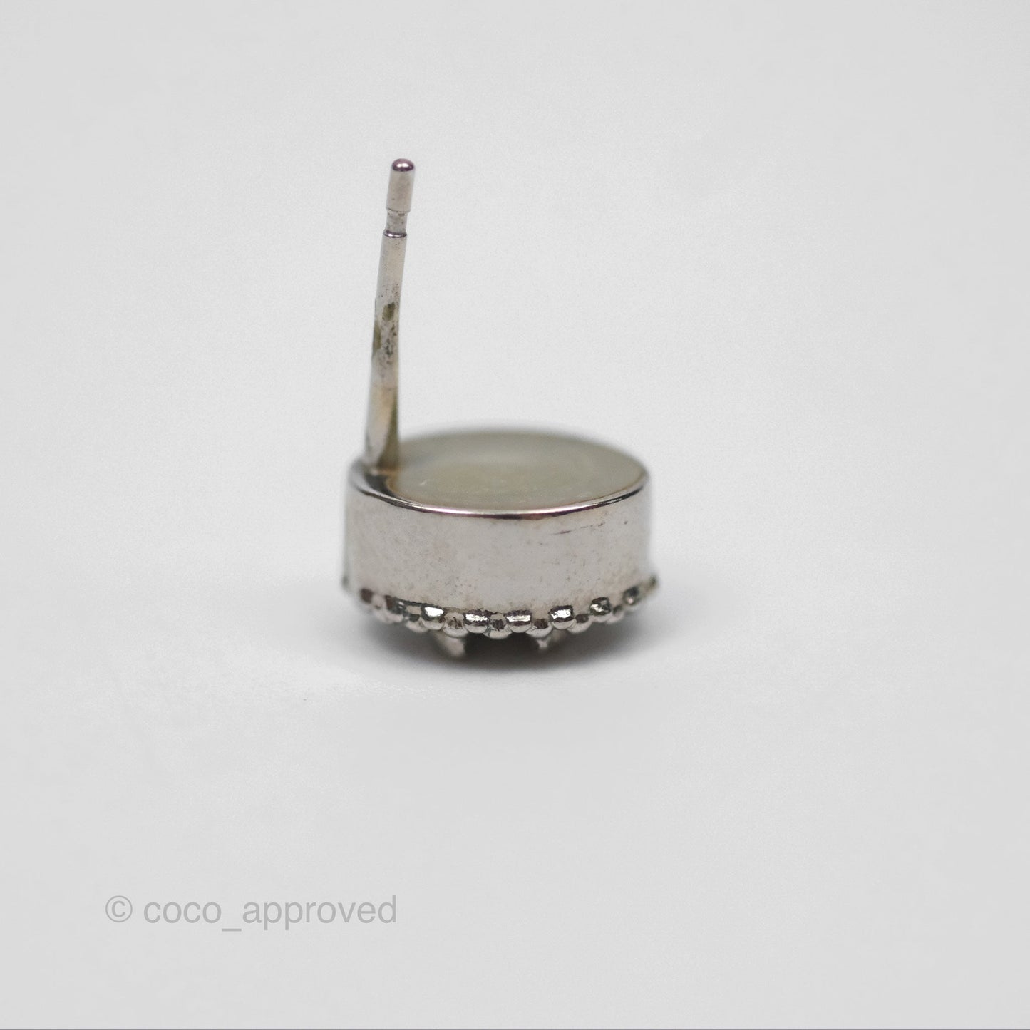 Chanel CC Round Earrings Silver Tone 19P