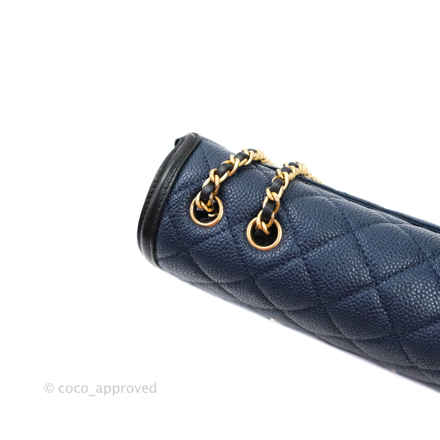 Chanel Quilted Small CC Filigree Flap Navy Caviar