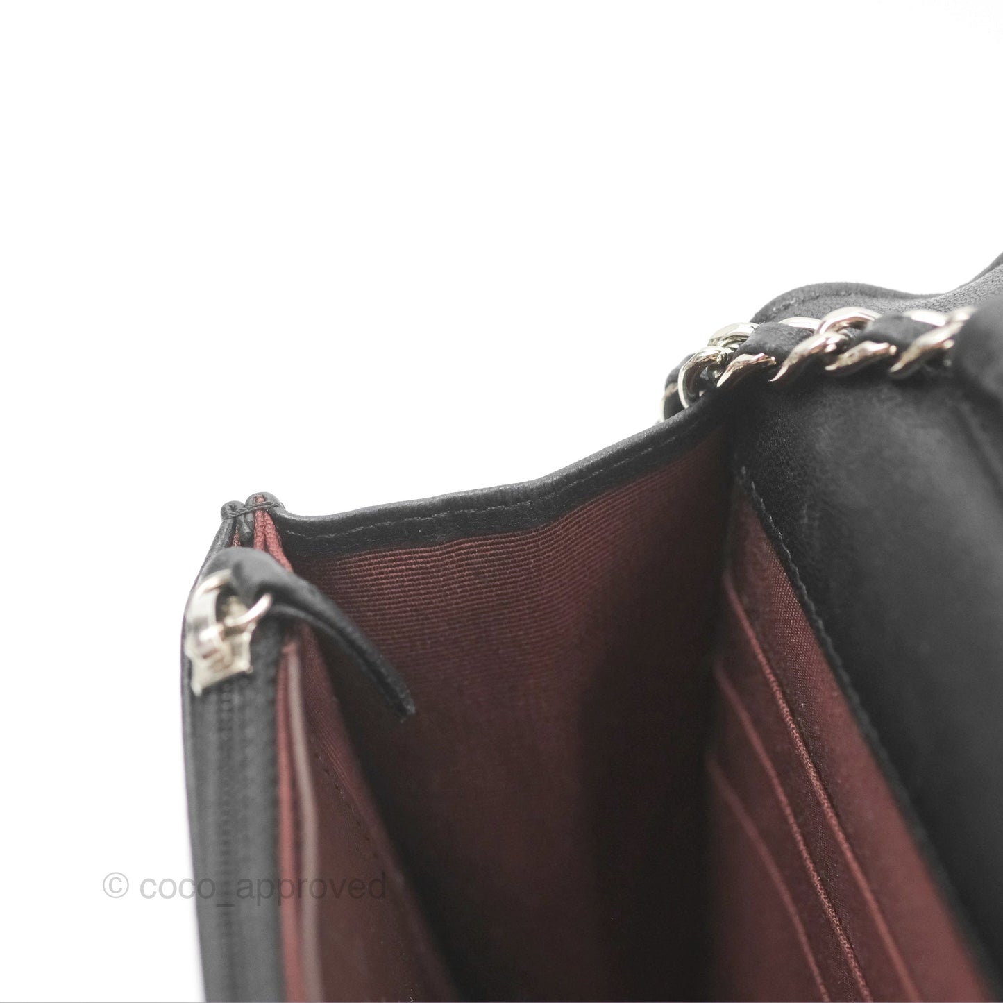 Chanel Quilted Classic Wallet On Chain WOC Black Lambskin Silver Hardware