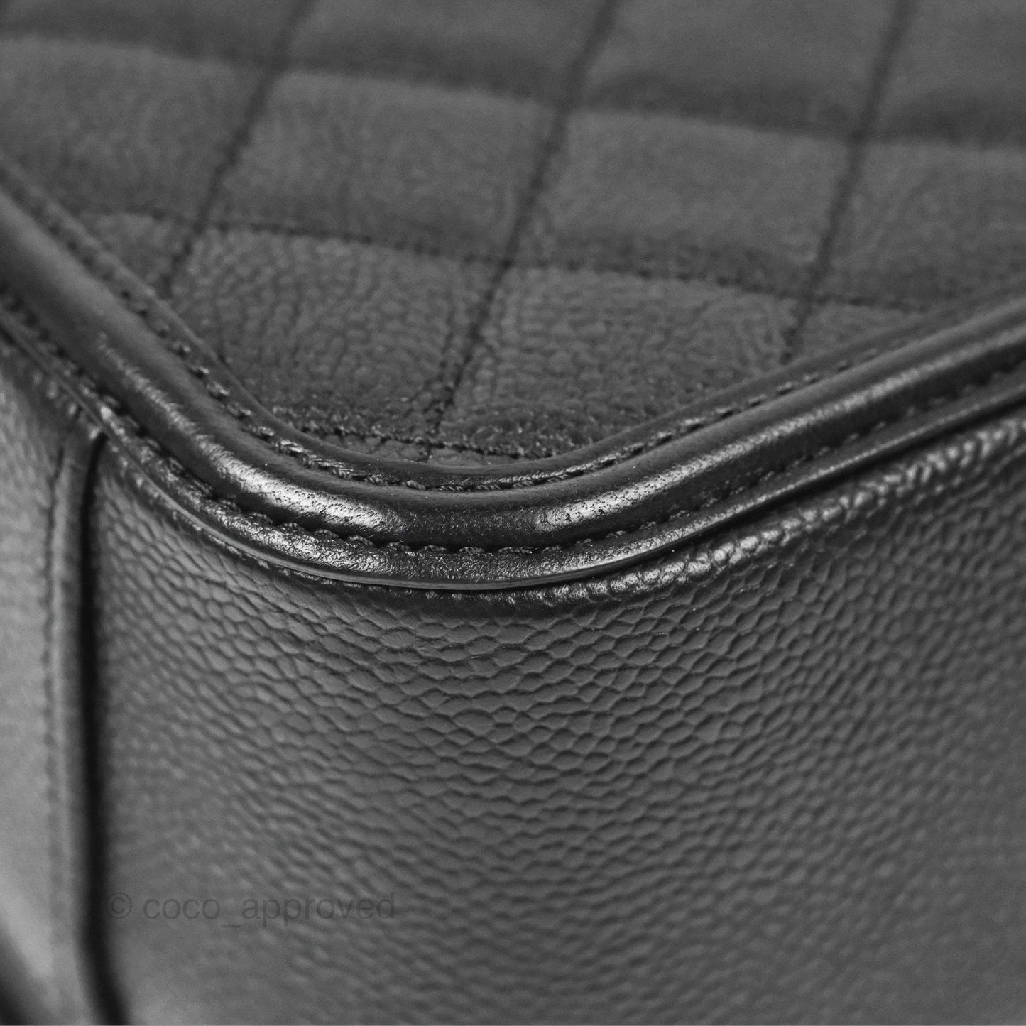 Chanel Quilted Large CC Filigree Vanity Case Black Caviar Gold Hardware
