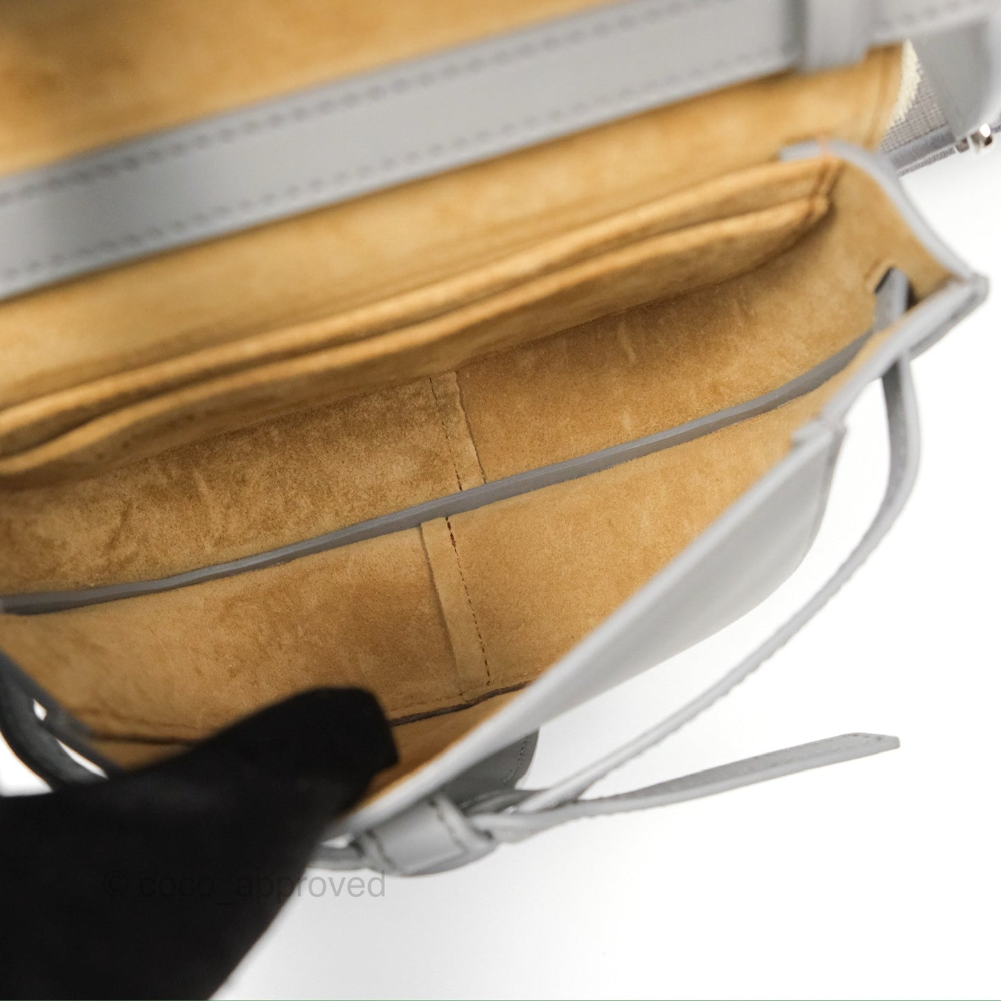 Loewe Mini Gate Dual Bag in Soft Calfskin & Jacquard Strap Light Grey