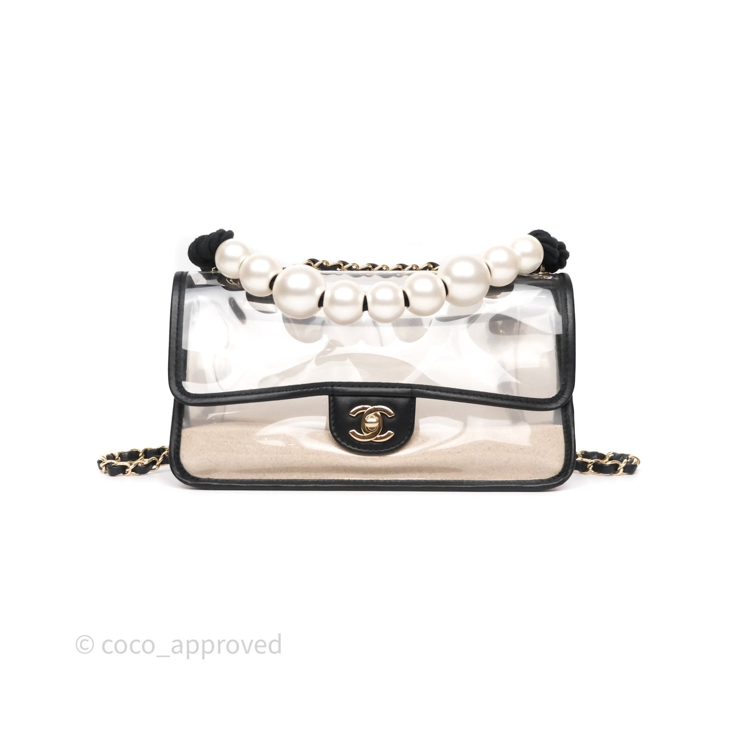 Chanel Medium Sand By The Sea PVC Flap Black Lambskin Gold Hardware