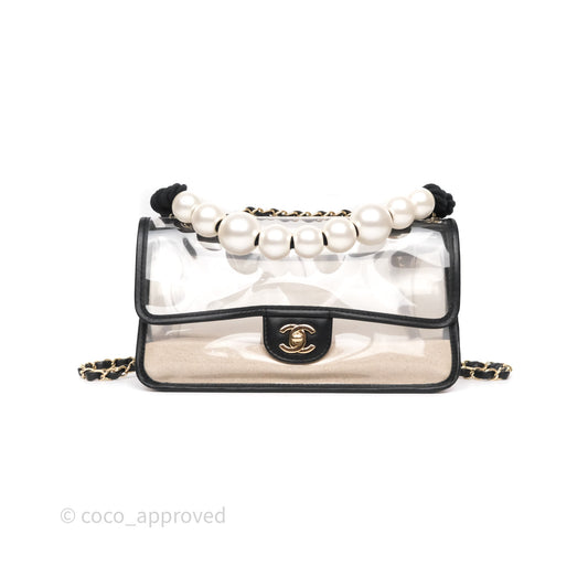 Chanel Medium Sand By The Sea PVC Flap Black Lambskin Gold Hardware