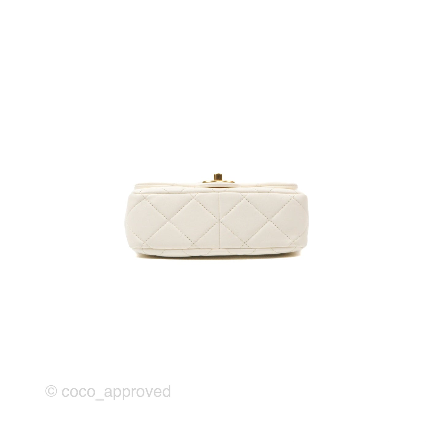 Chanel Quilted Flap Bag With Chanel Logo Top Handle White Calfskin Gold Hardware