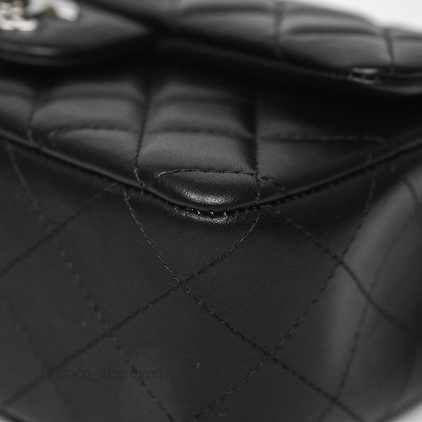 Chanel Quilted Mini Rectangular Flap Black Lambskin Silver Hardware