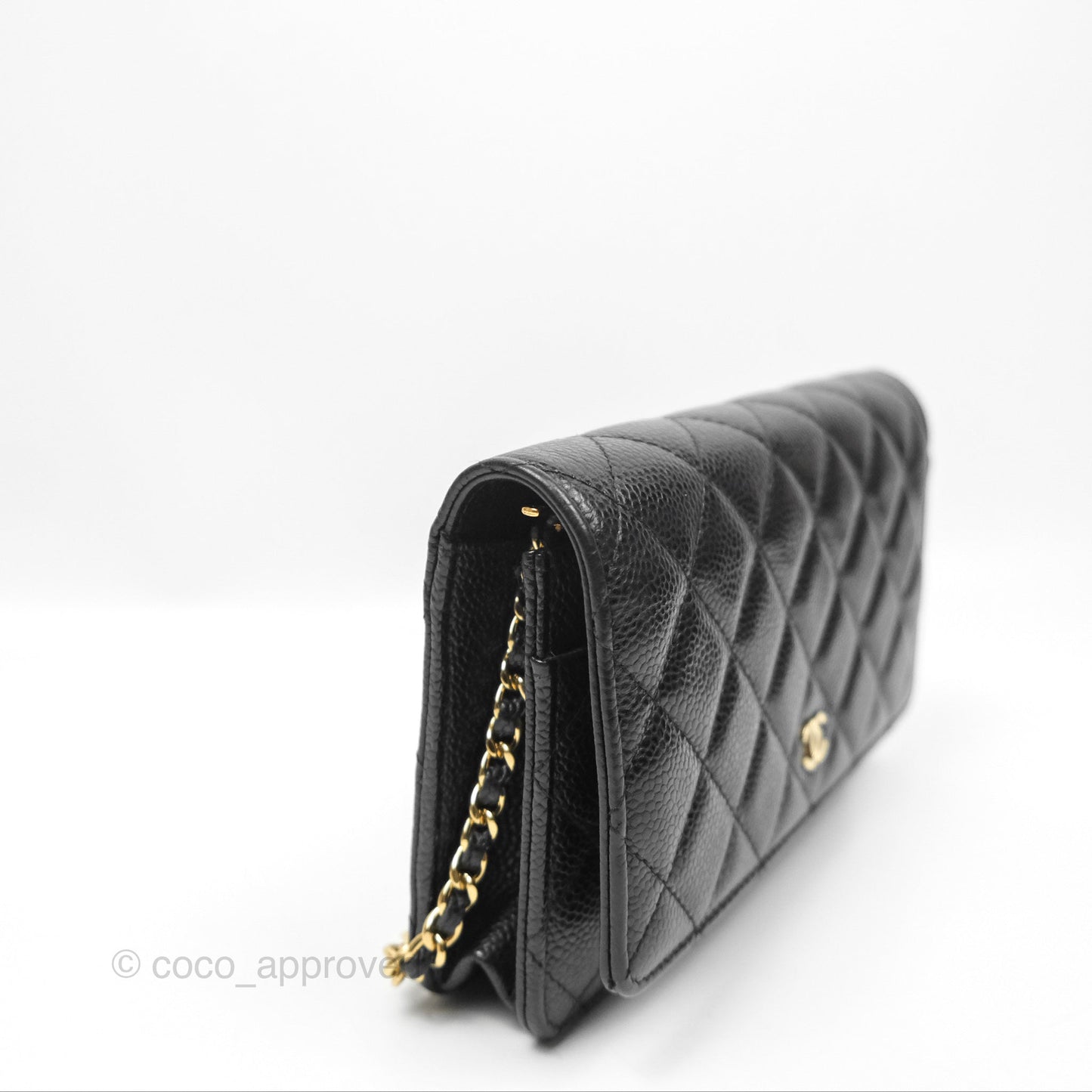 Chanel Classic Quilted Wallet On Chain WOC Black Caviar Gold Hardware
