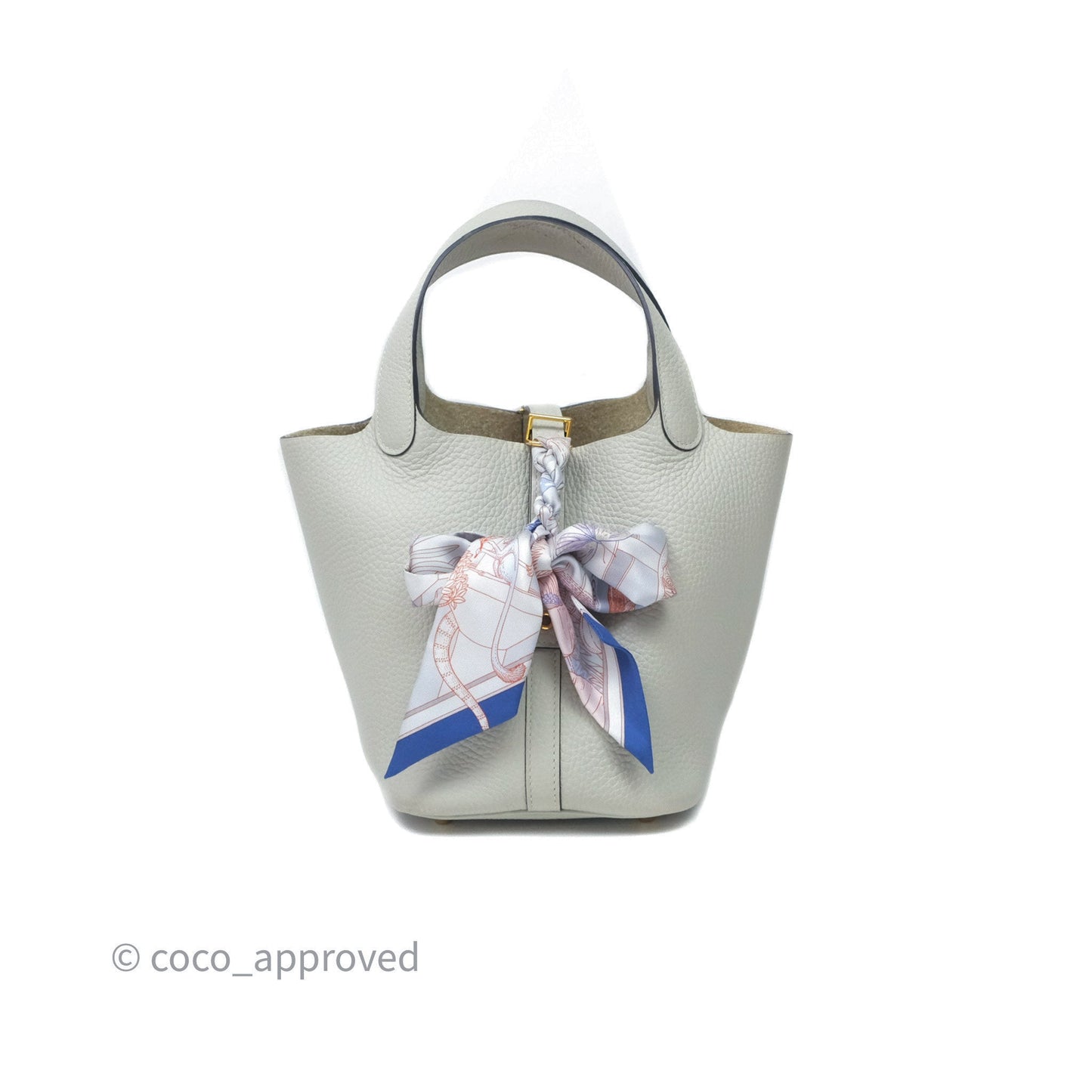 Hermès Picotin Lock 18 Gris Névé 0V Clemence Gold Hardware