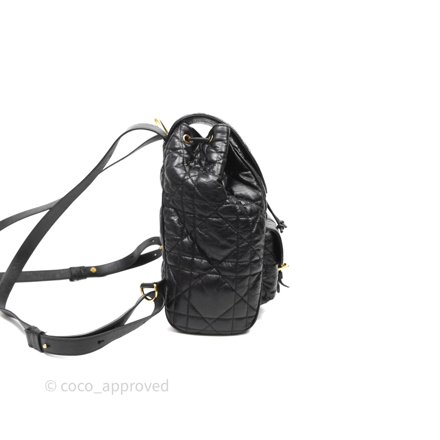 Christian Dior Medium Dior Caro Backpack Black Macrocannage Lambskin