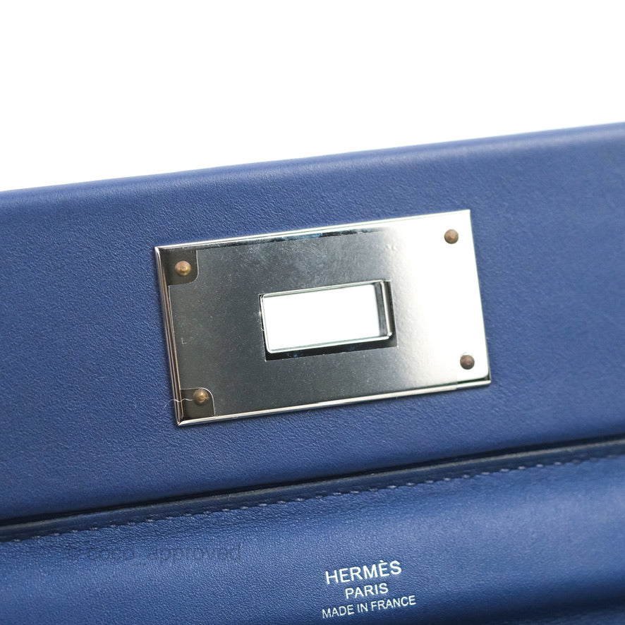Hermès 24/24 21 Mini Bleu Saphir Evercolor/Swift Palladium Hardware