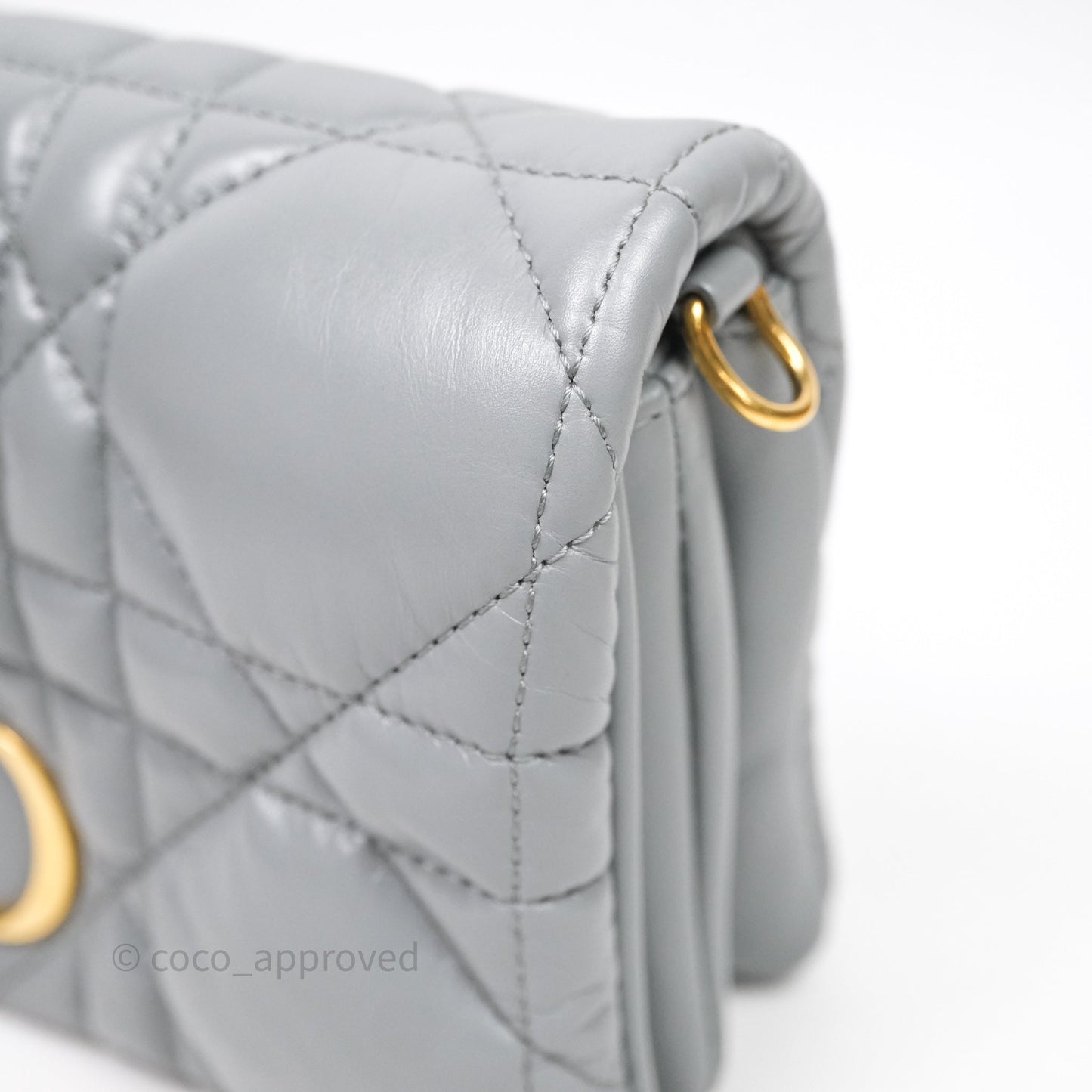 Christian Dior Mini Caro Bag Grey Macrocannage