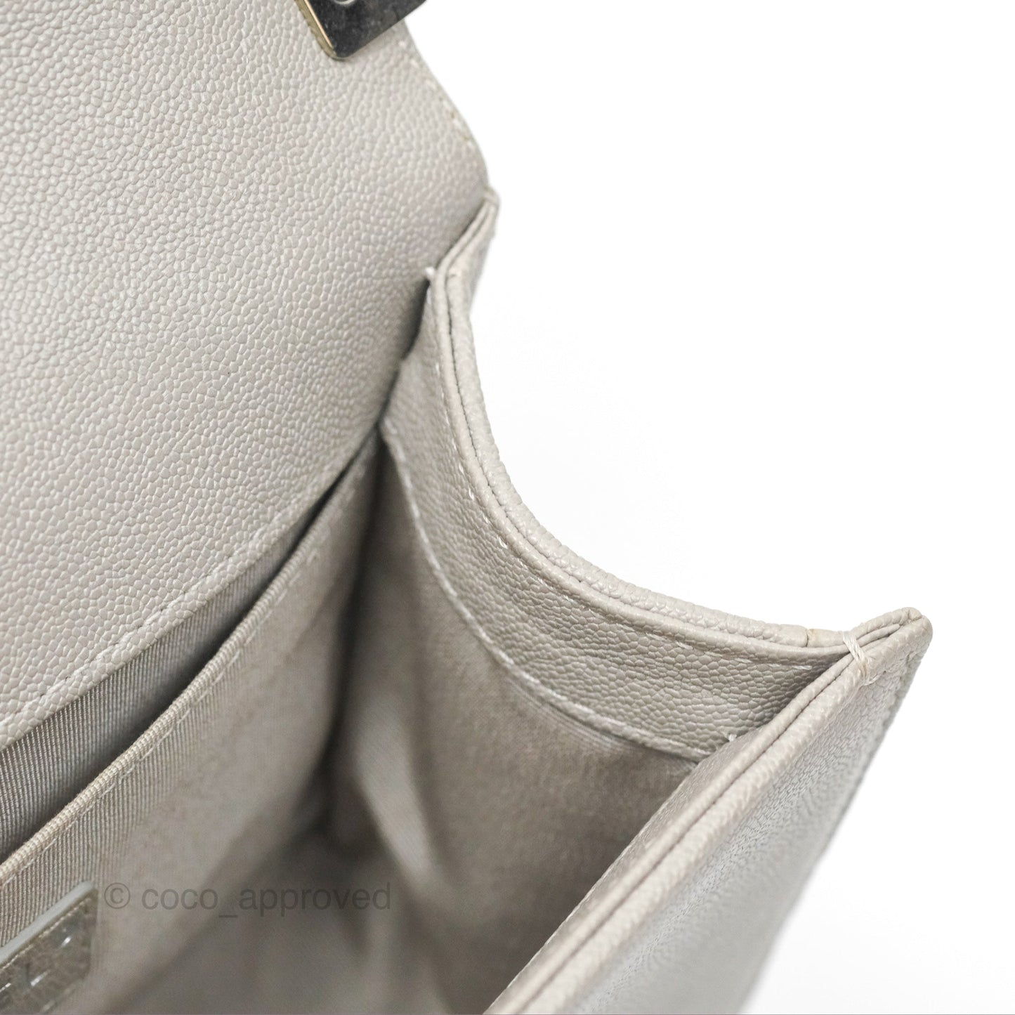 Chanel Small Boy Grey Caviar Silver Hardware
