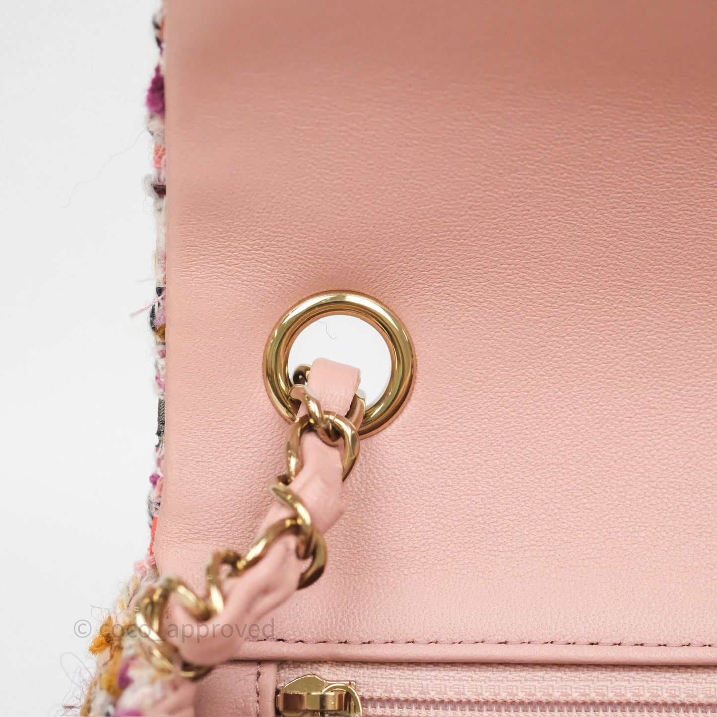 Chanel Mini Rectangular Pink Burgundy Tweed Gold Hardware 23K