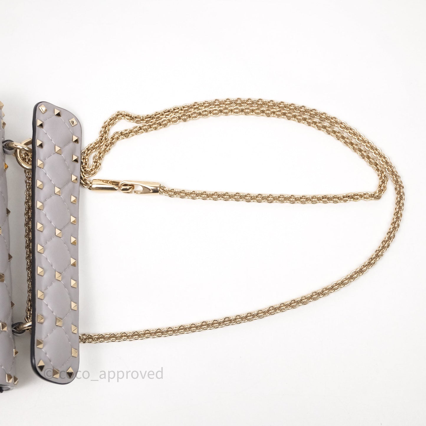 Valentino Small Nappa Rockstud Spike Bag Grey Gold Hardware