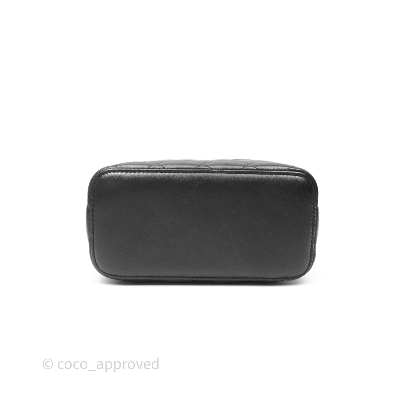 Chanel Vanity Rectangular Top Handle Black Lambskin Gold Hardware