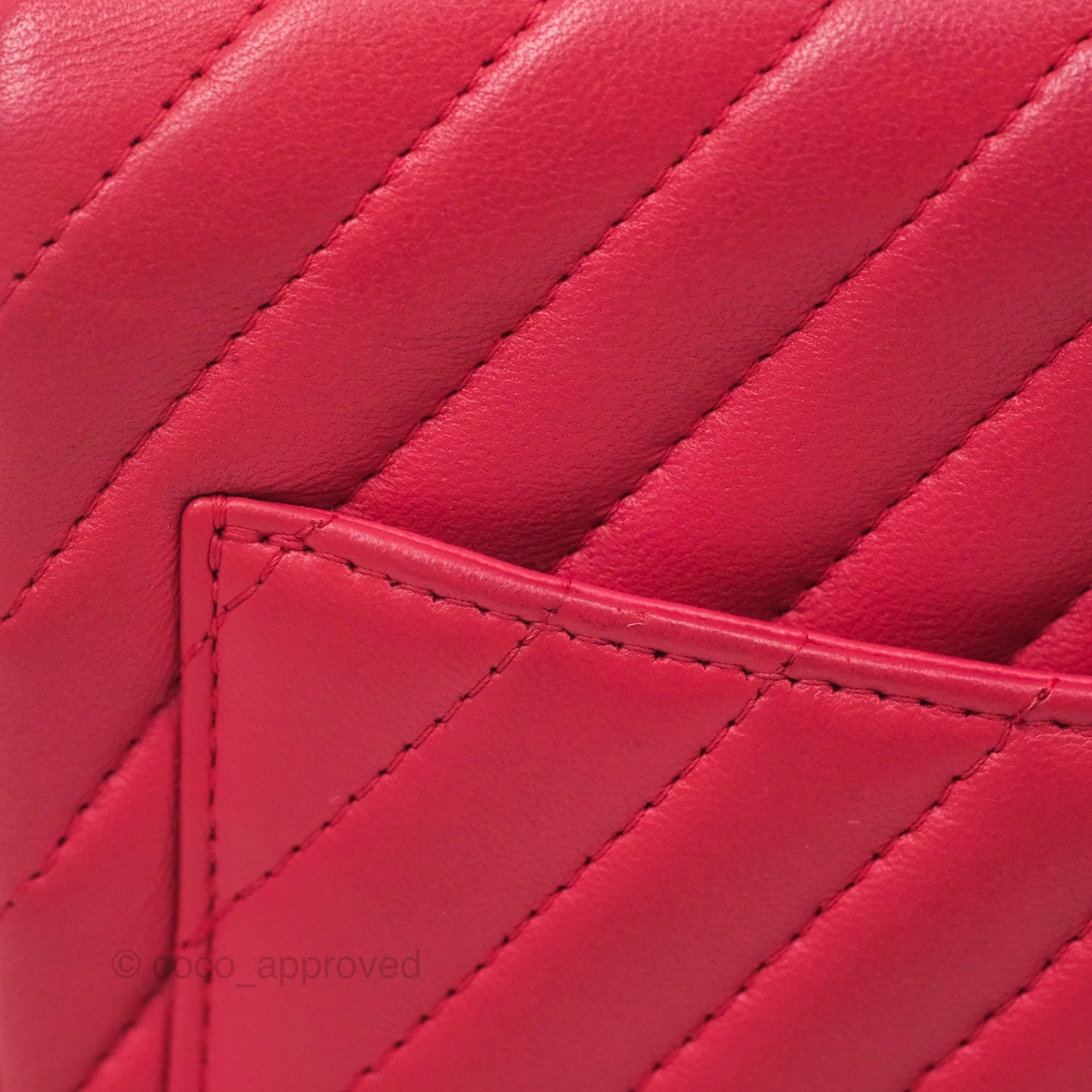 Chanel Mini Square Flap Chevron Dark Pink Lambskin Gold Hardware